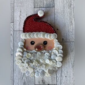 Santa Buttons With Jewelry & Rhinestones Wall Art
